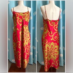 Natori Red and Gold Floral Chemise